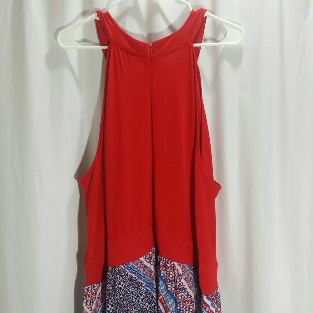 Ashley Stewart Maxi Dress Red Blue Print - Picture 8 of 8